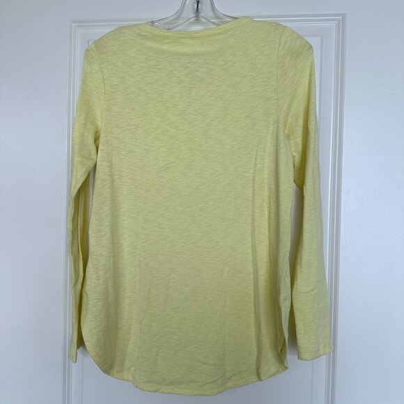 Soma T-Shirt Long Sleeve Top Chardonnay Yellow Cotton Slub Shirttail Tee Small - Picture 3 of 6